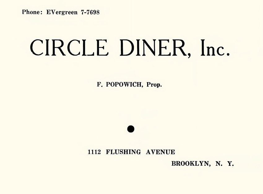 F. Popowich, Circle Diner