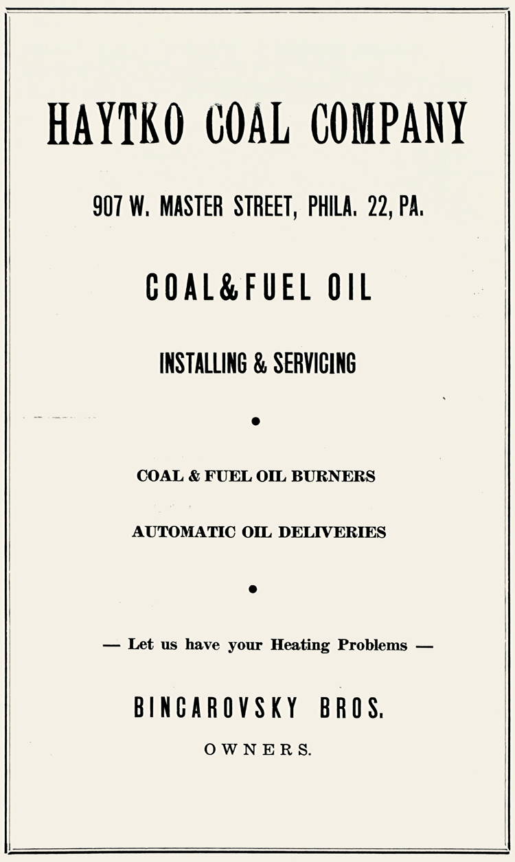 Pennsylvania, Philadelphia, Haytko Coal Company, Bincarovsky Bros.