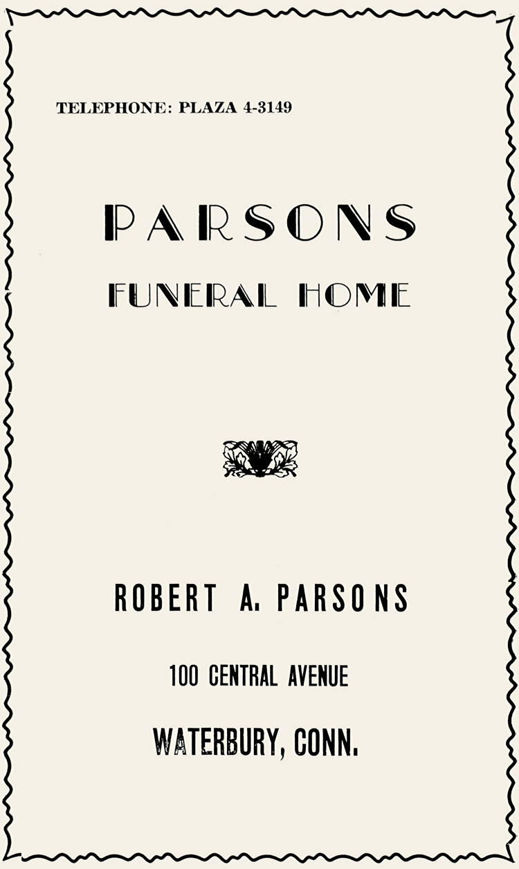 Connecticut, Waterbury, Parsons Funeral Home, Robert A. Parsons